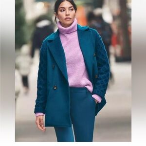 Ann Taylor Sweater Jacket Cable Knit Sea Storm Blue Size Small New with Tags